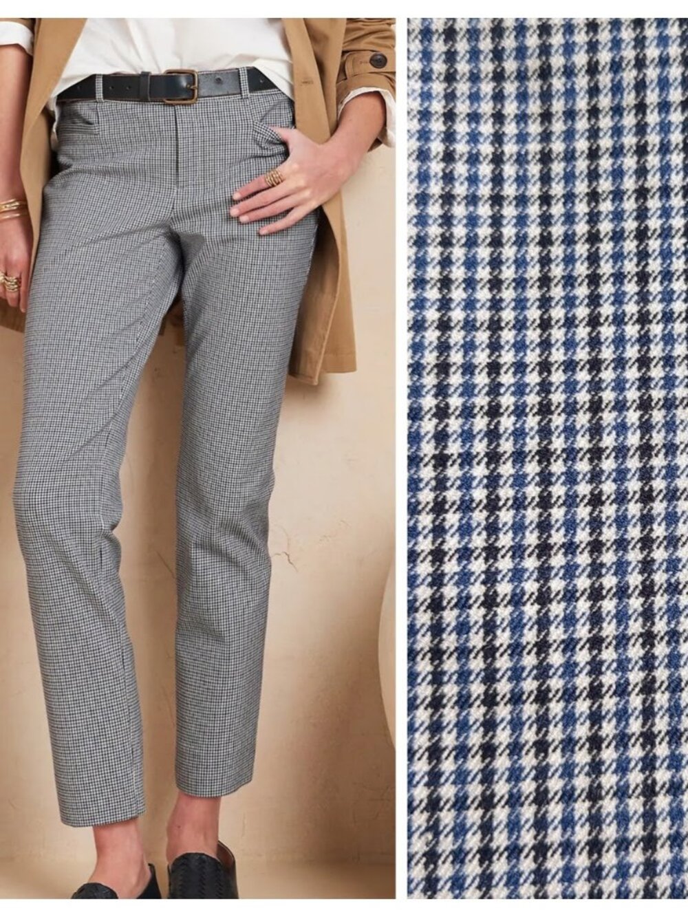 🏷️ NWT Banana Republic Sloan Fit Ankle Pants - Blue/Black/White Houndstooth